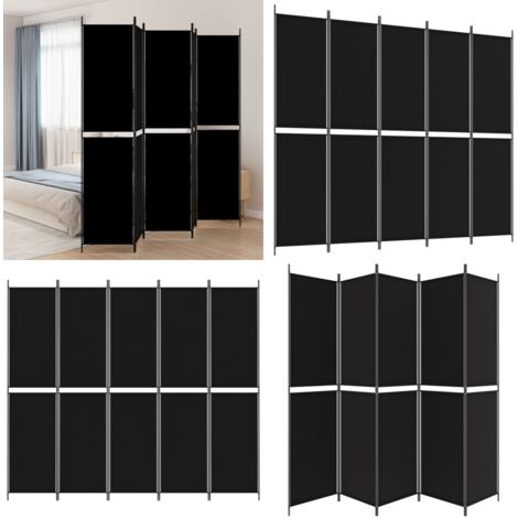 Biombo divisor de 5 paneles de tela negro 250x220 cm - Divisoria - Tela