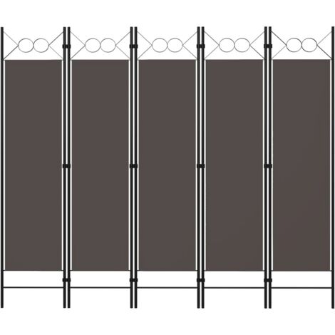 Biombo divisor de 5 paneles gris antracita 200x180 cm