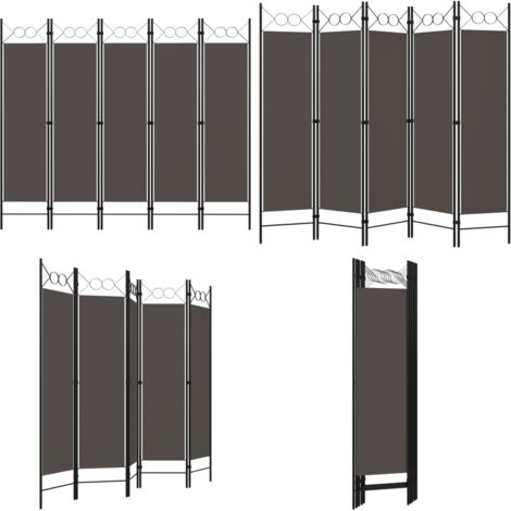 Biombo divisor de 5 paneles gris antracita 200x180 cm - Pantalla de privacidad - Biombo de pie