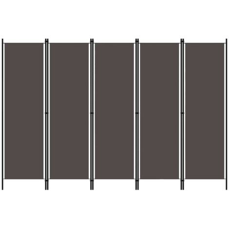 Biombo divisor de 5 paneles gris antracita 250x180 cm