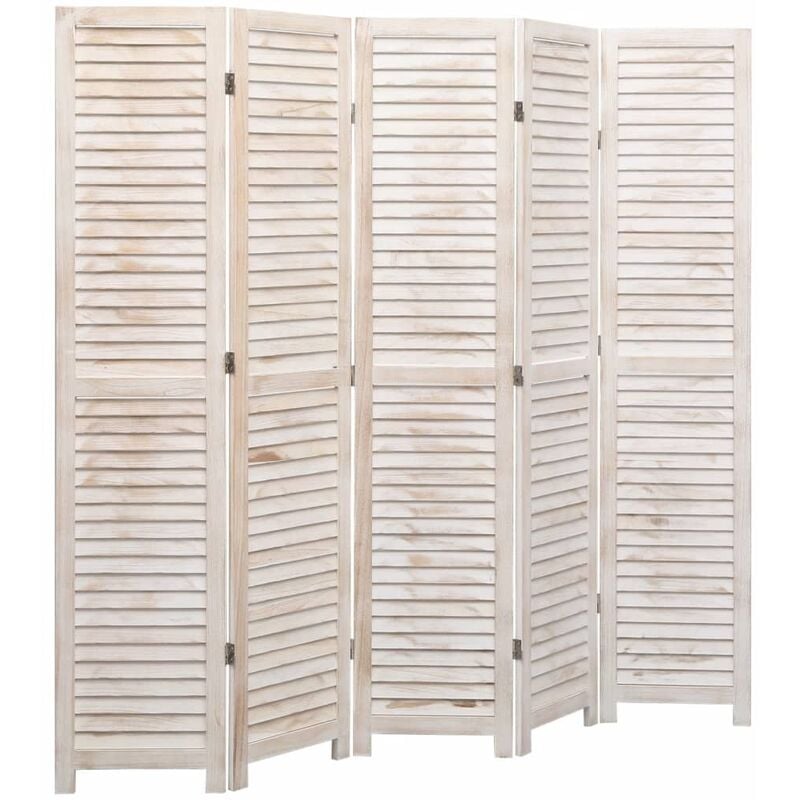 

Biombo divisor de 5 paneles madera blanco 175x165 cm