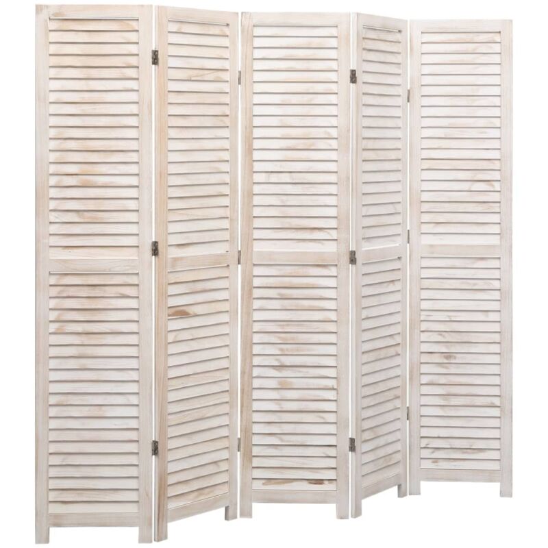 

vidaXL Biombo divisor de 5 paneles madera blanco 175x165 cm - Blanco