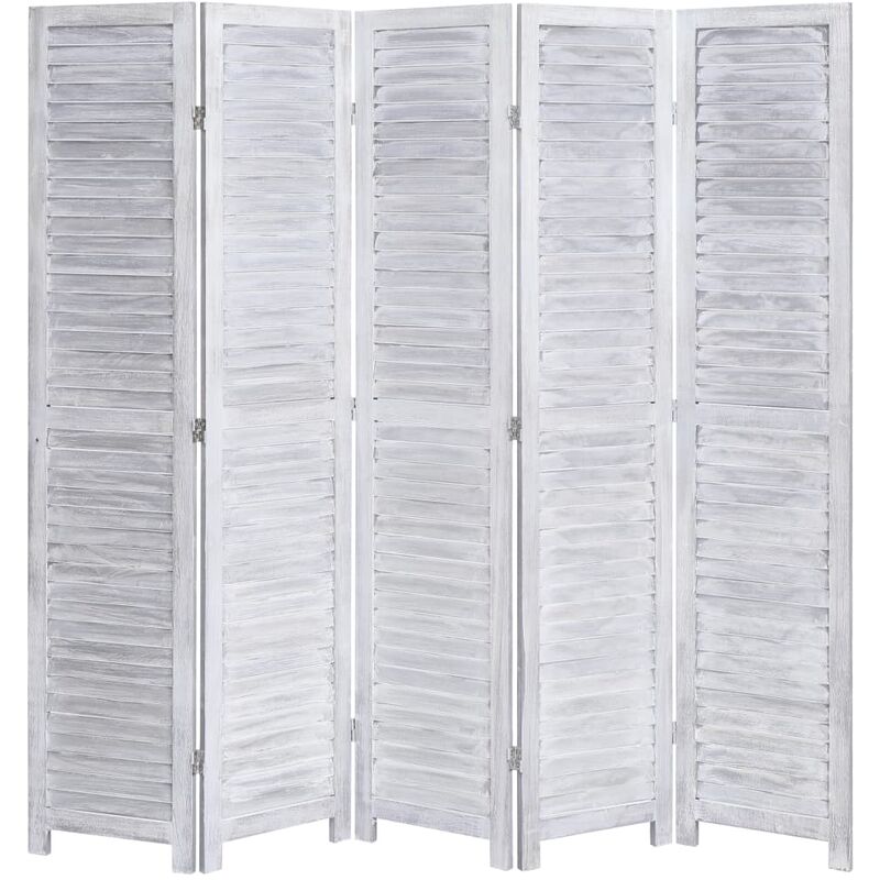 

Biombo divisor de 5 paneles madera gris 175x165 cm - Gris