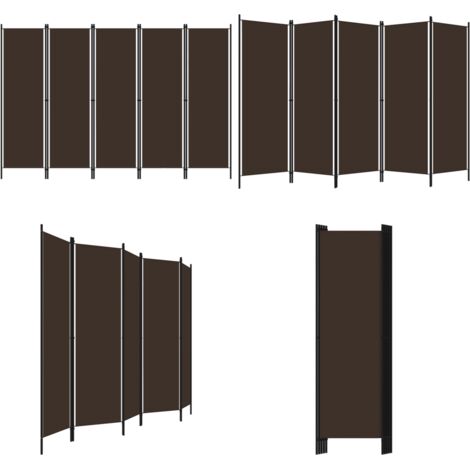 Biombo divisor de 5 paneles marrón 250x180 cm - Pantalla de privacidad - Biombo de pie