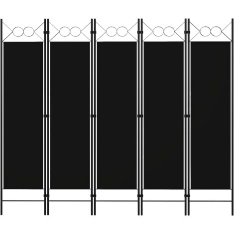 Biombo divisor de 5 paneles negro 200x180 cm vidaXL