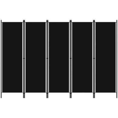 Biombo divisor de 5 paneles negro 250x180 cm