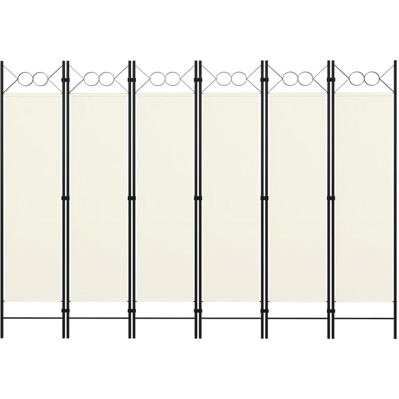 

Biombo divisor de 6 paneles blanco crema 240x180 cm