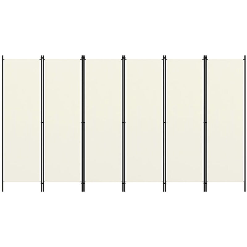 

Happyshopping - Biombo divisor de 6 paneles blanco crema 300x180 cm