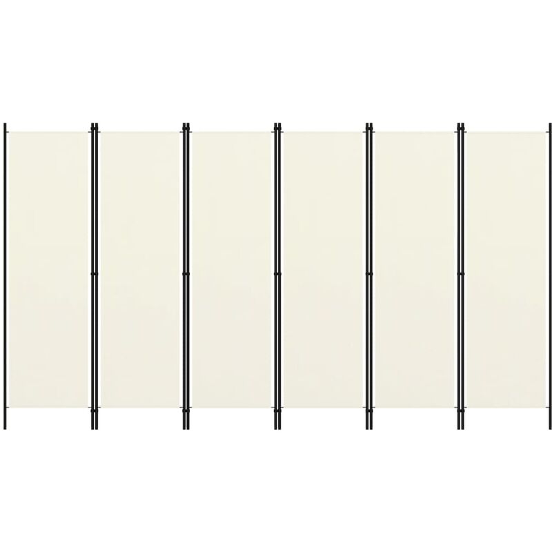 

Biombo divisor de 6 paneles blanco crema 300x180 cm