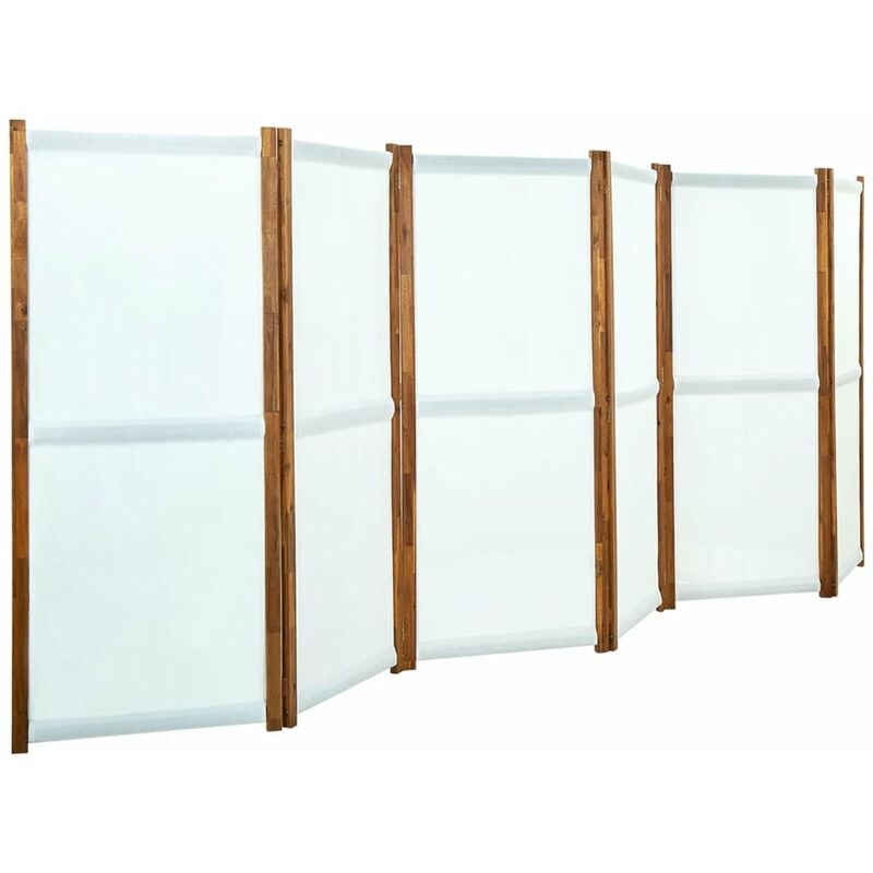 

Happyshopping - Biombo divisor de 6 paneles blanco crema 420x170 cm