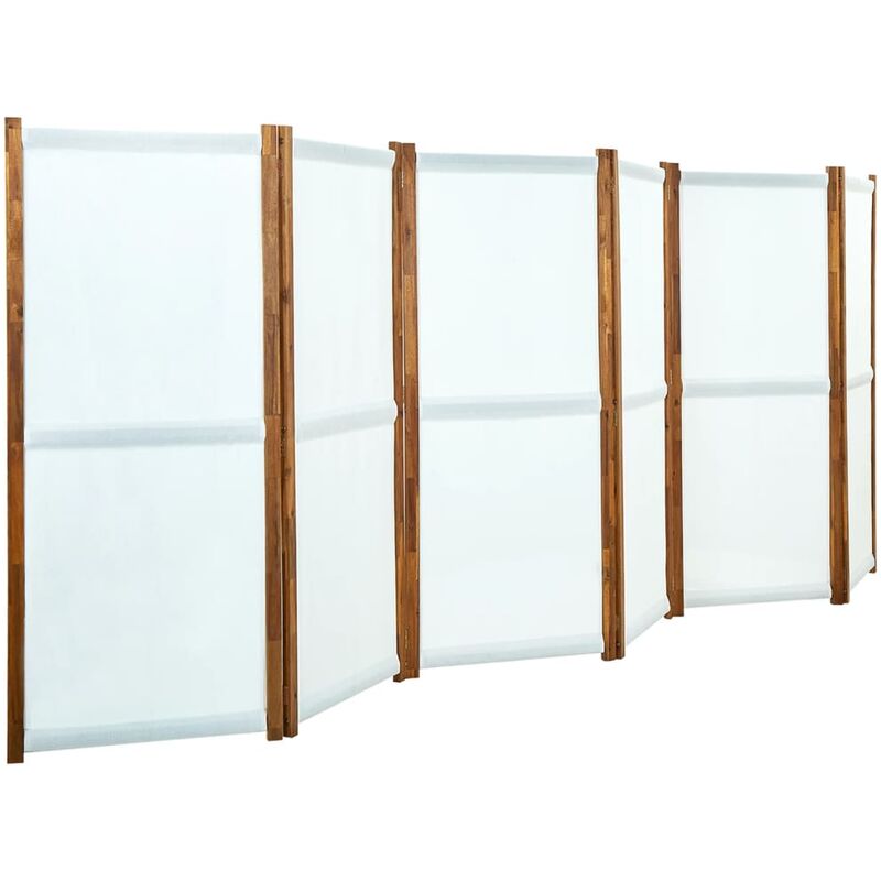 

Biombo divisor de 6 paneles blanco crema 420x170 cm