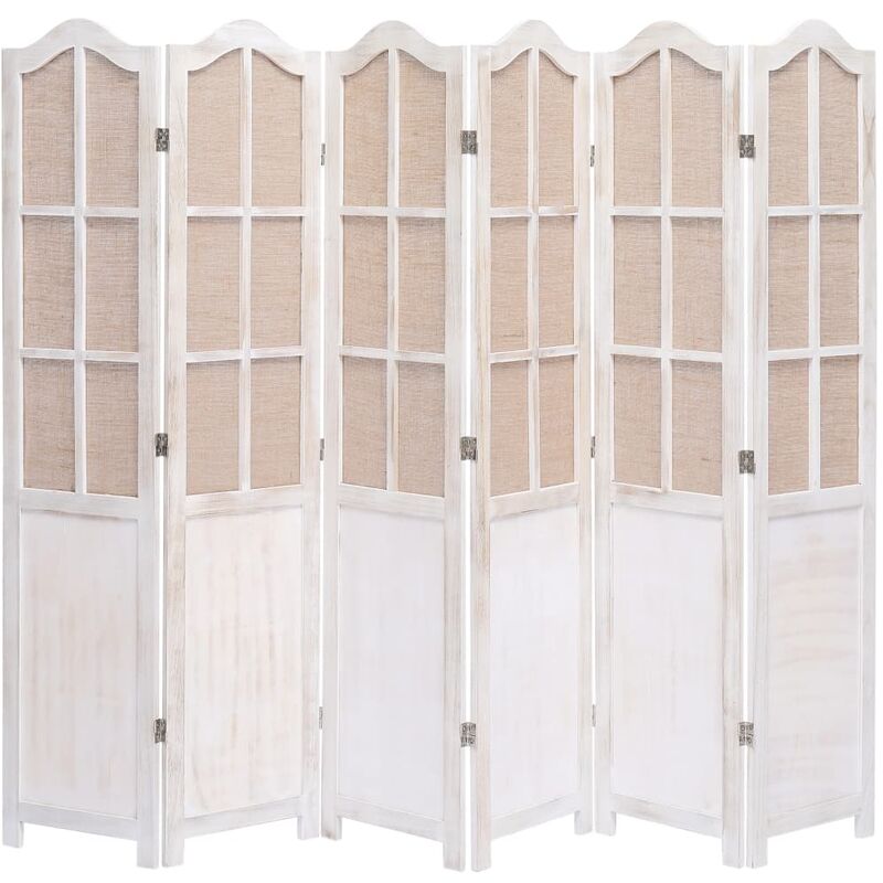 

Biombo divisor de 6 paneles de tela blanco 210x165 cm - Blanco - Vidaxl