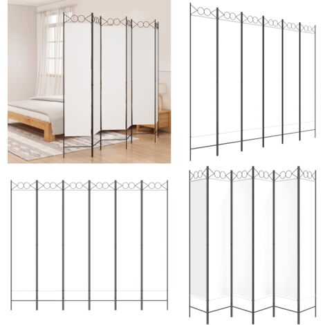 Biombo divisor de 6 paneles de tela blanco 240x200 cm - Biombo de tela - Biombo plegable