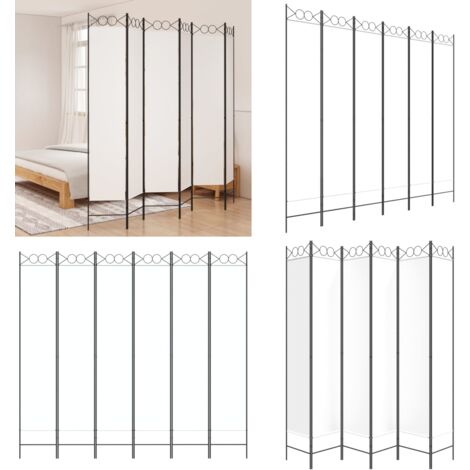 Biombo divisor de 6 paneles de tela blanco 240x220 cm - Biombo de tela - Biombo plegable