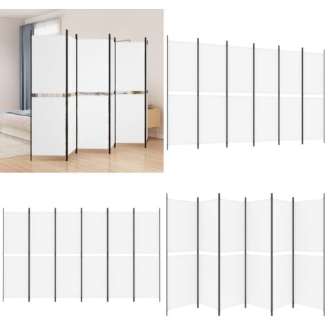 Biombo divisor de 6 paneles de tela blanco 300x180 cm - Biombo de tela - Biombo plegable