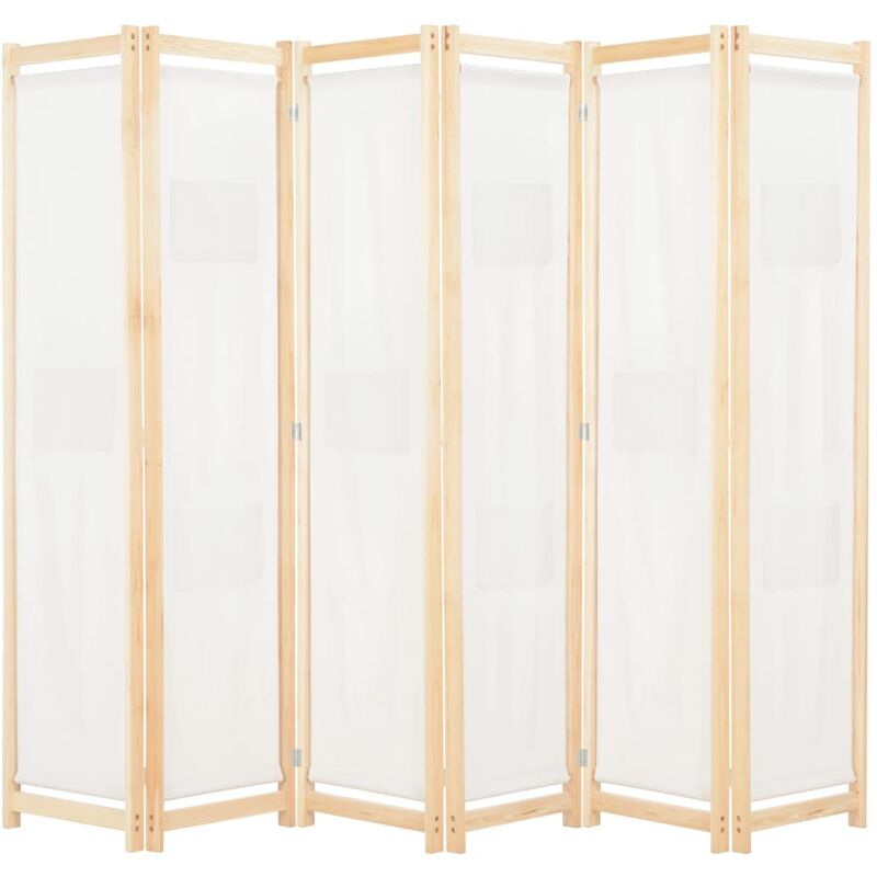 

Biombo divisor de 6 paneles de tela color crema 240x170x4 cm - Crema