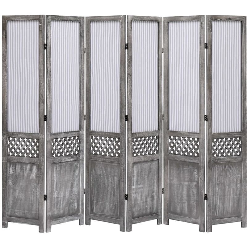 

Biombo divisor de 6 paneles de tela gris 210x165 cm