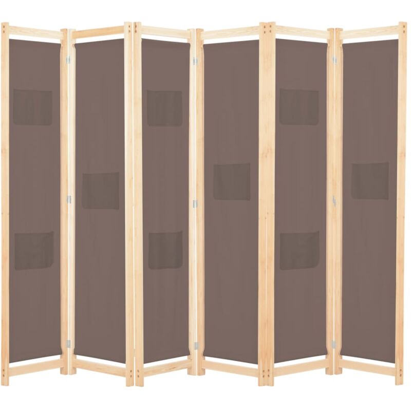 

Biombo divisor de 6 paneles de tela marrón 240x170x4 cm - Marrón - Vidaxl