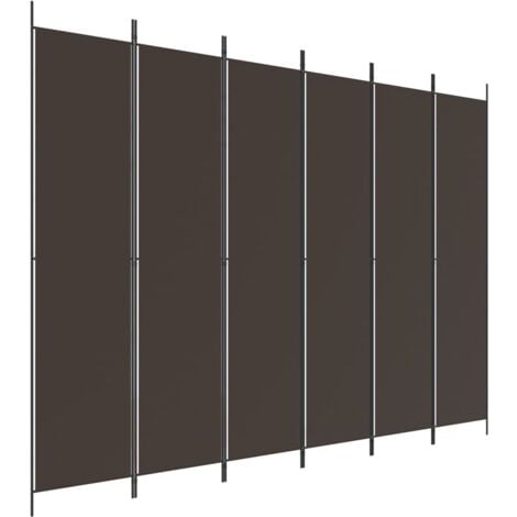 Biombo divisor de 6 paneles de tela marrón 300x220 cm vidaXL