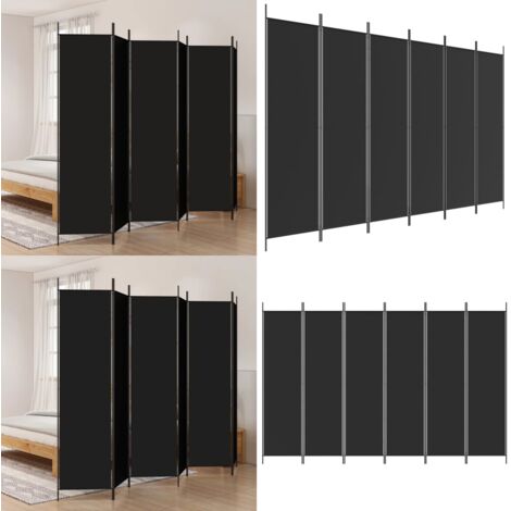 Biombo divisor de 6 paneles de tela negro 300x200 cm - Separador de habitaciones - Biombo plegable