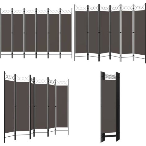 Biombo divisor de 6 paneles gris antracita 240x180 cm - Pantalla de privacidad - Biombo decorativo