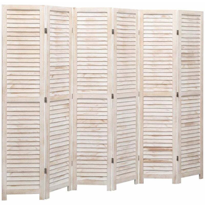 

Biombo divisor de 6 paneles madera blanco 210x165 cm