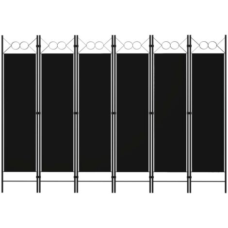 Biombo divisor de 6 paneles negro 240x180 cm