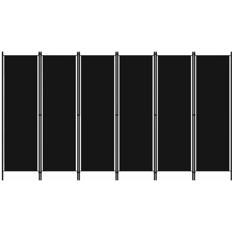 

Biombo divisor de 6 paneles negro 300x180 cm