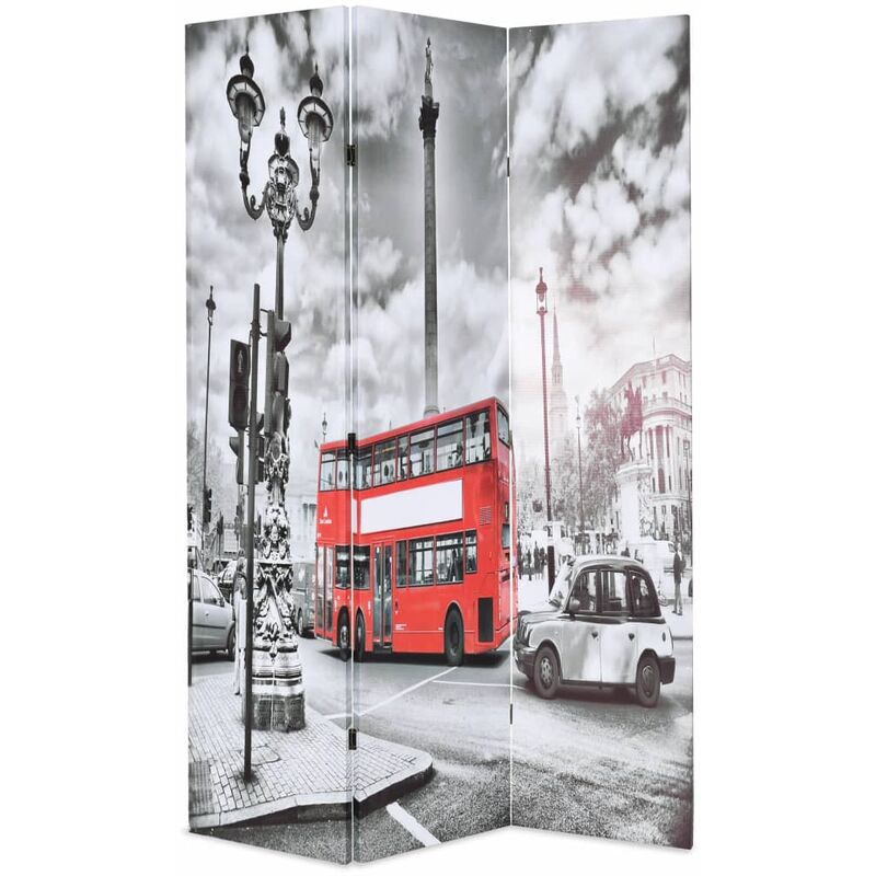

Biombo divisor plegable 120x170 cm bus Londres blanco y negro
