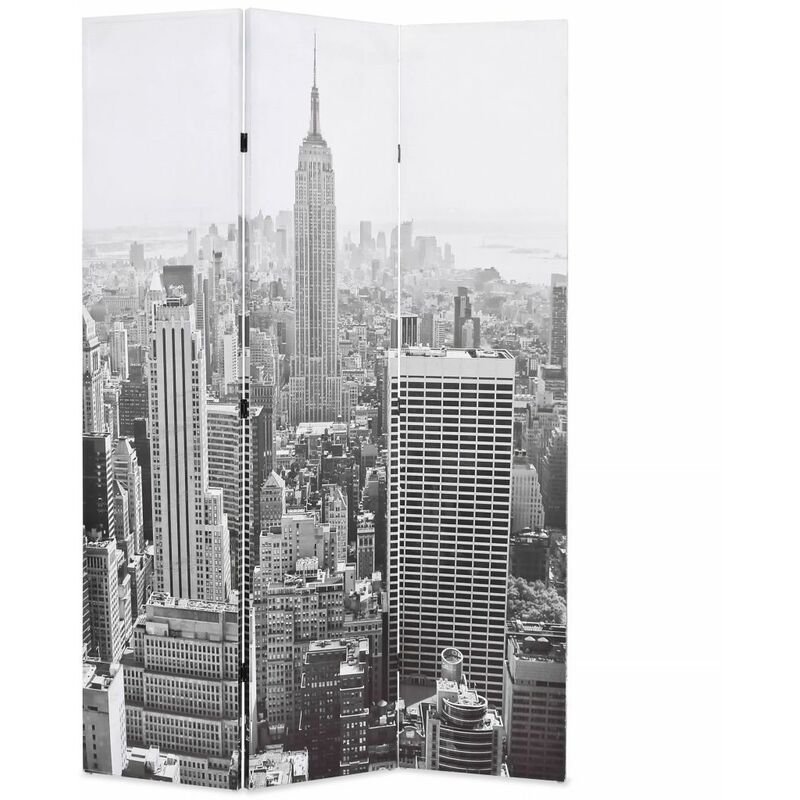

Happyshopping - Biombo divisor plegable 120x170 cm Nueva York blanco y negro