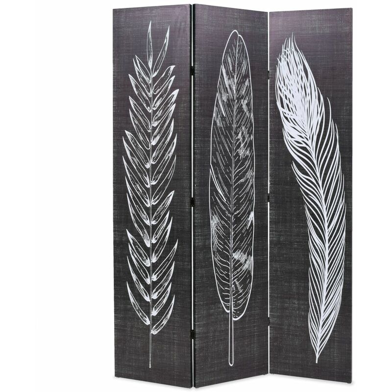 

Biombo divisor plegable 120x170 cm plumas blanco y negro - Negro