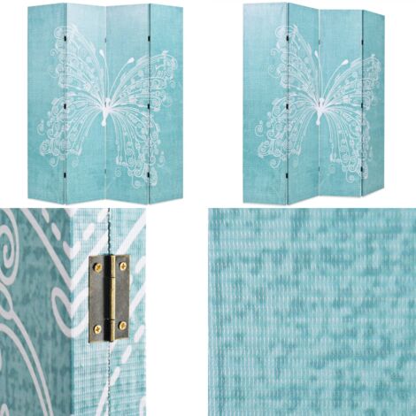 Biombo divisor plegable 160x170 cm mariposa azul - Separador de ambientes - Biombo plegable