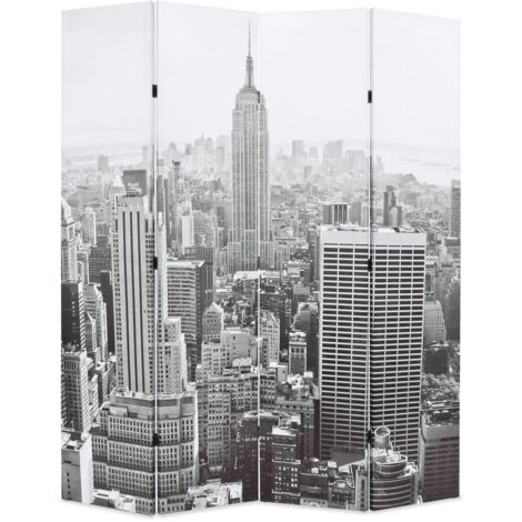 Biombo divisor plegable 160x170 cm Nueva York  y negro