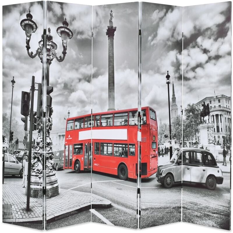 

Biombo divisor plegable 200x170 cm bus Londres blanco y negro
