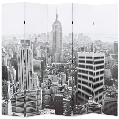 Biombo divisor plegable 200x170 cm Nueva York blanco y negro vidaXL