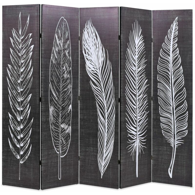 

Happyshopping - Biombo divisor plegable 200x170 cm plumas blanco y negro