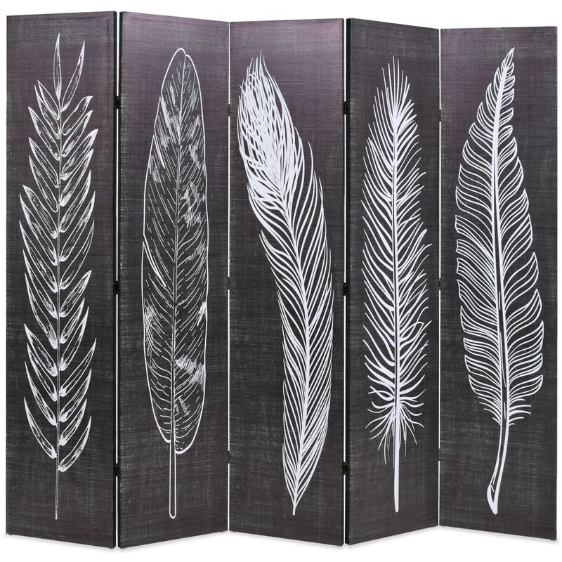 

Biombo divisor plegable 200x170 cm plumas blanco y negro