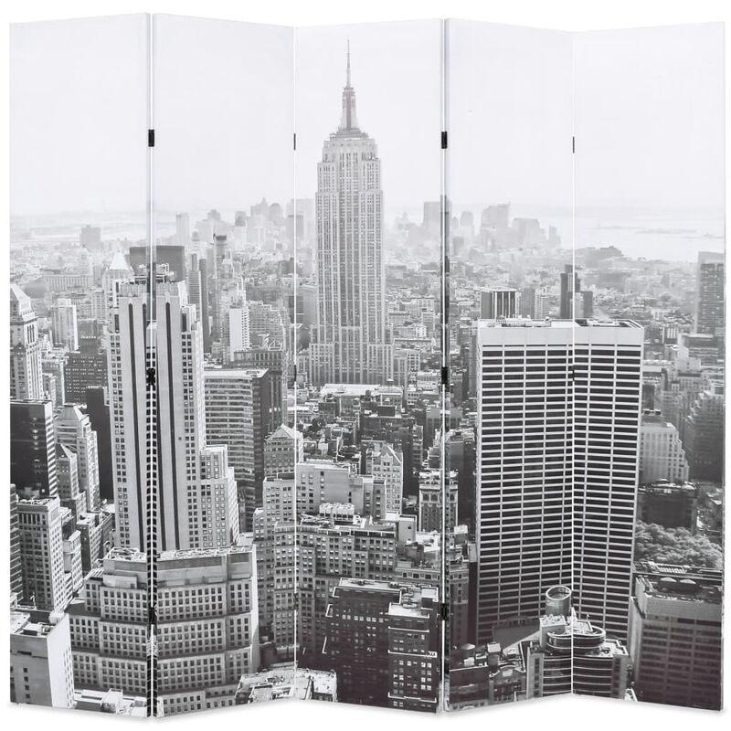 

Biombo divisor plegable 200x170 cm Nueva York blanco y negro - Multicolor - Vidaxl