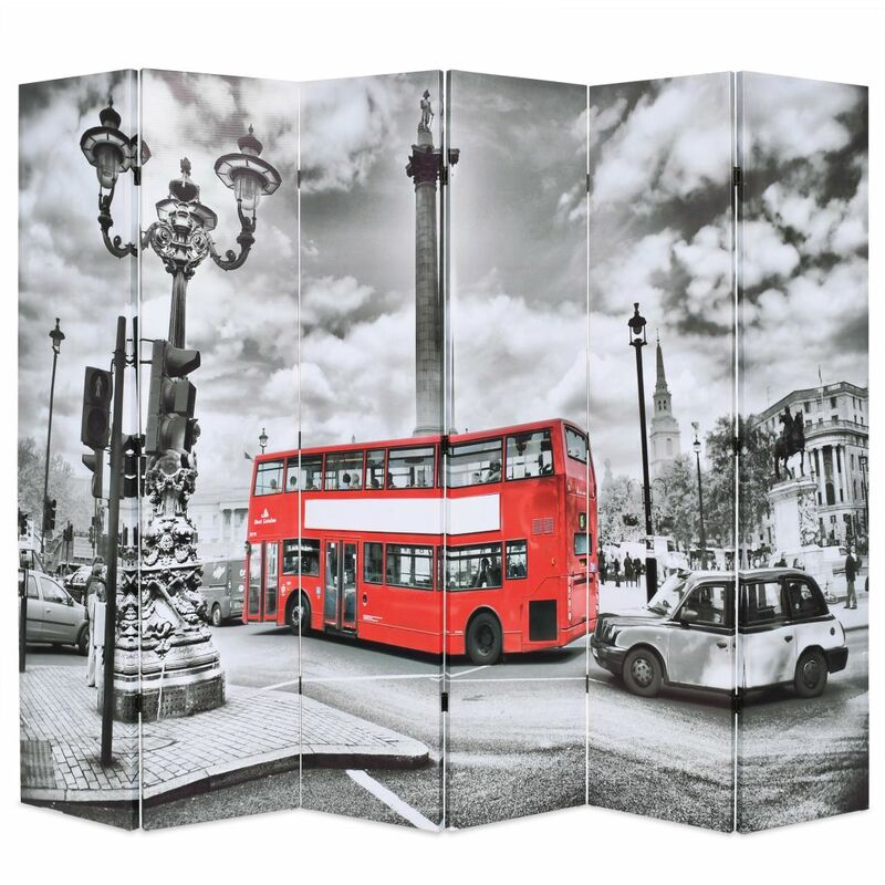 

Happyshopping - Biombo divisor plegable 228x170 cm bus Londres blanco y negro
