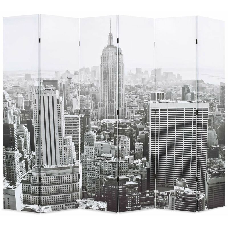 

Biombo divisor plegable 228x170 cm Nueva York blanco y negro
