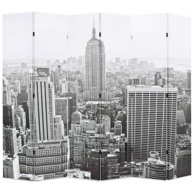 

Biombo divisor plegable 228x170 cm Nueva York blanco y negro