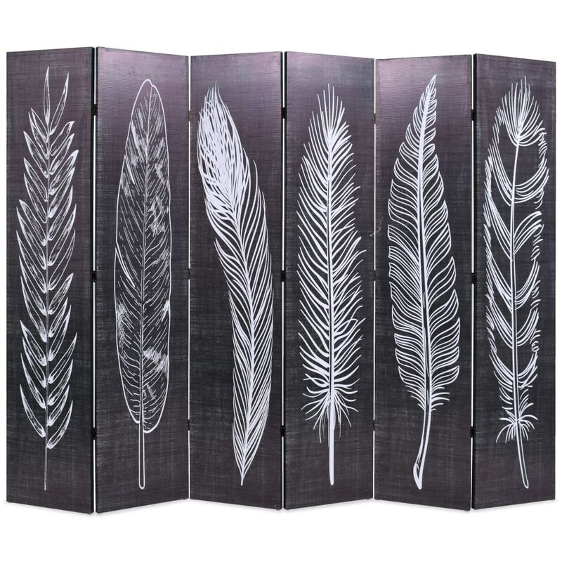 

Biombo divisor plegable 228x170 cm plumas blanco y negro
