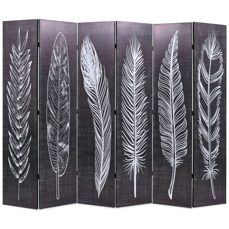 

Biombo divisor plegable 228x170 cm plumas blanco y negro - Negro