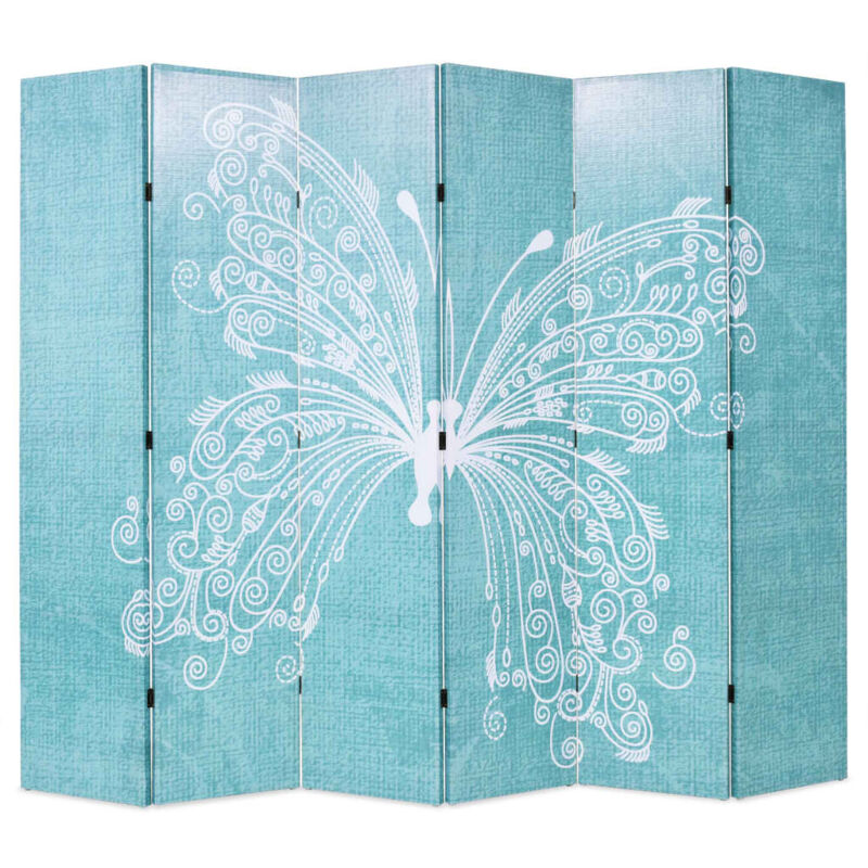 

vidaXL Biombo divisor plegable 228x170 cm mariposa azul - Azul