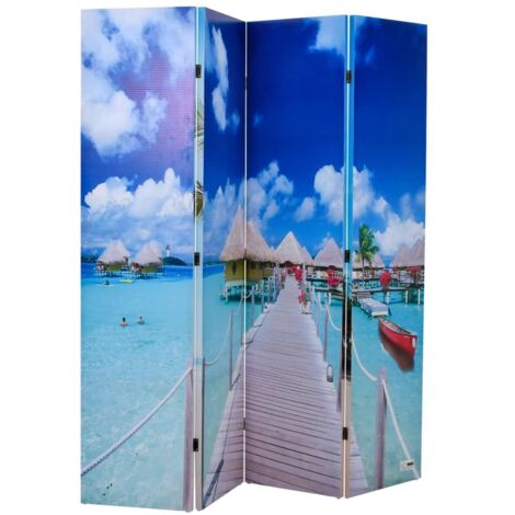 Biombo divisor plegable diseño playa 160x170 cm