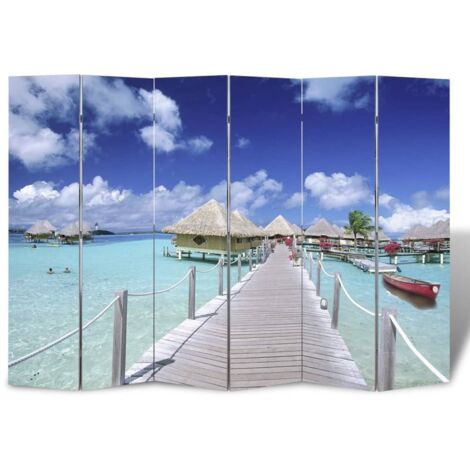 Biombo divisor plegable Playa 217x170 cm