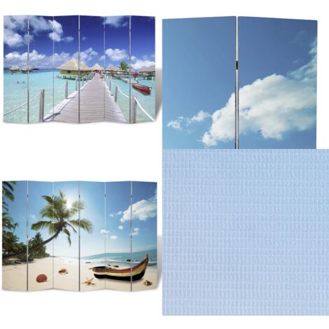 Biombo divisor plegable Playa 217x170 cm - Biombo plegable - Decoración de habitaciones