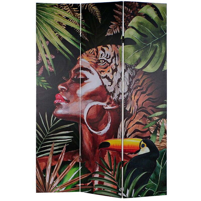 

Biombo DKD Home Decor Africana Lienzo Madera MDF (120 x 2.5 x 180 cm)