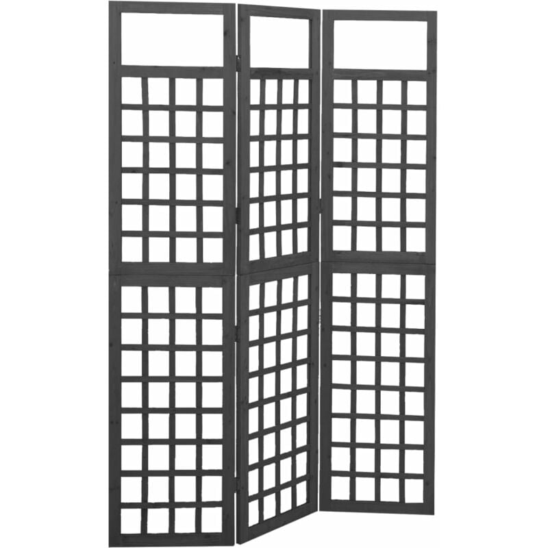 

Biombo/Enrejado de 3 paneles madera abeto negro 121x180cm