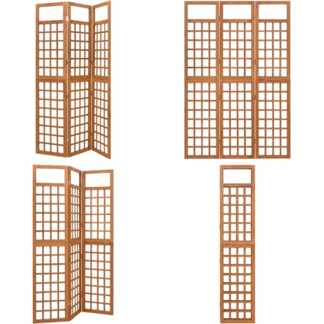 Biombo/Enrejado de 3 paneles madera maciza abeto 121x180,5 cm - Enrejado de madera - Divisor de habitación